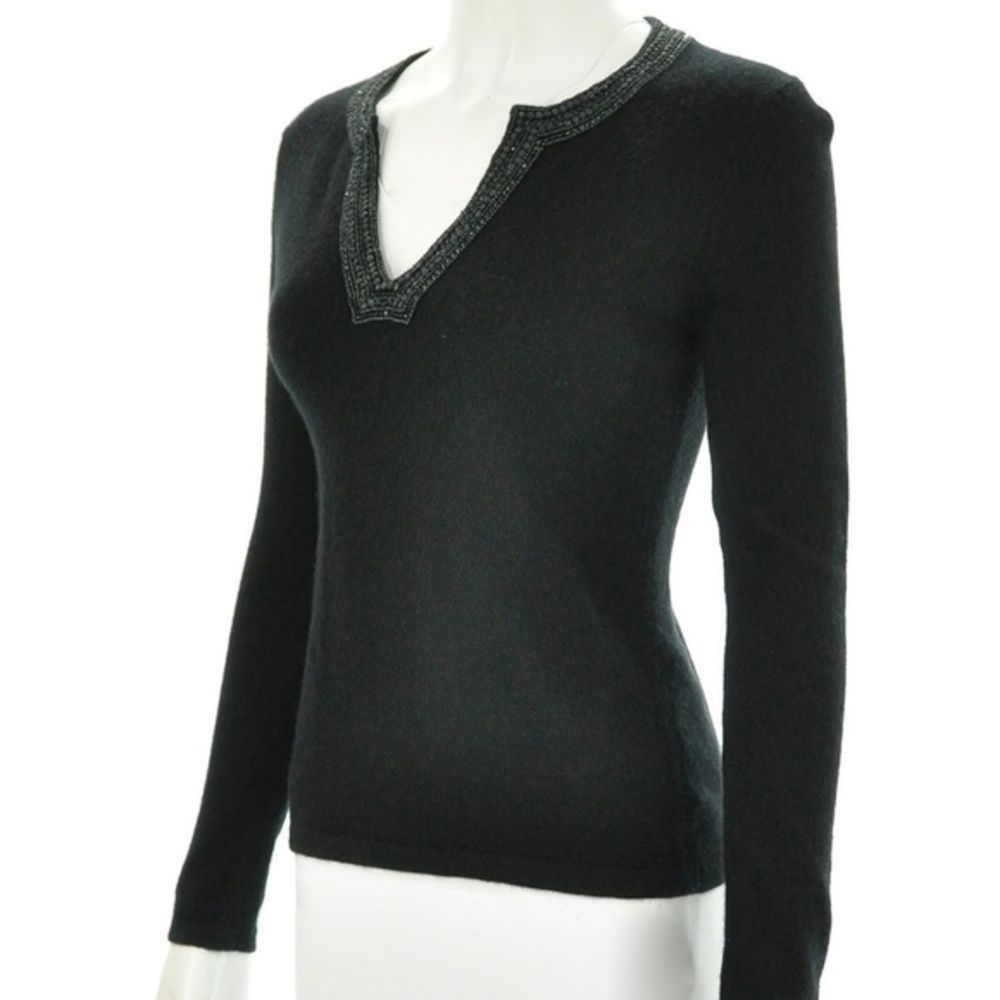 ARMAND DIRADOURIAN BLACK CASHMERE SWEATER SIZE P - Picture 5 of 5